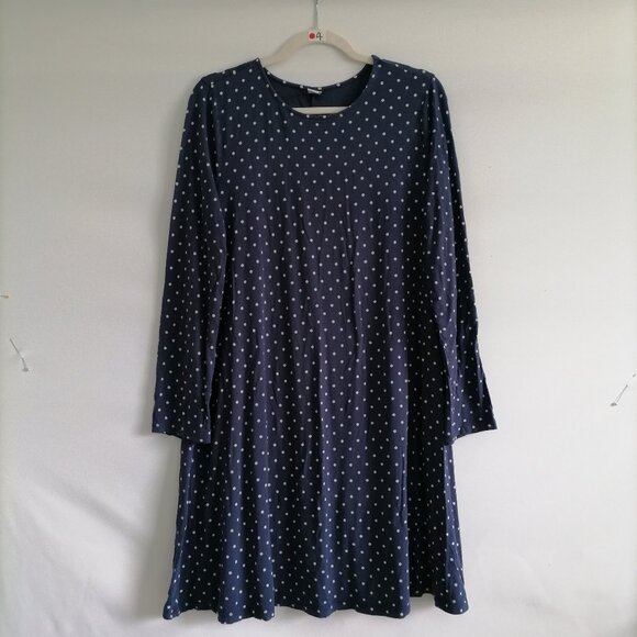 Old Navy Dresses & Skirts - Old Navy Womens Navy Blue Long Sleeve Polka Dot Comfy Swing Dress Size Large